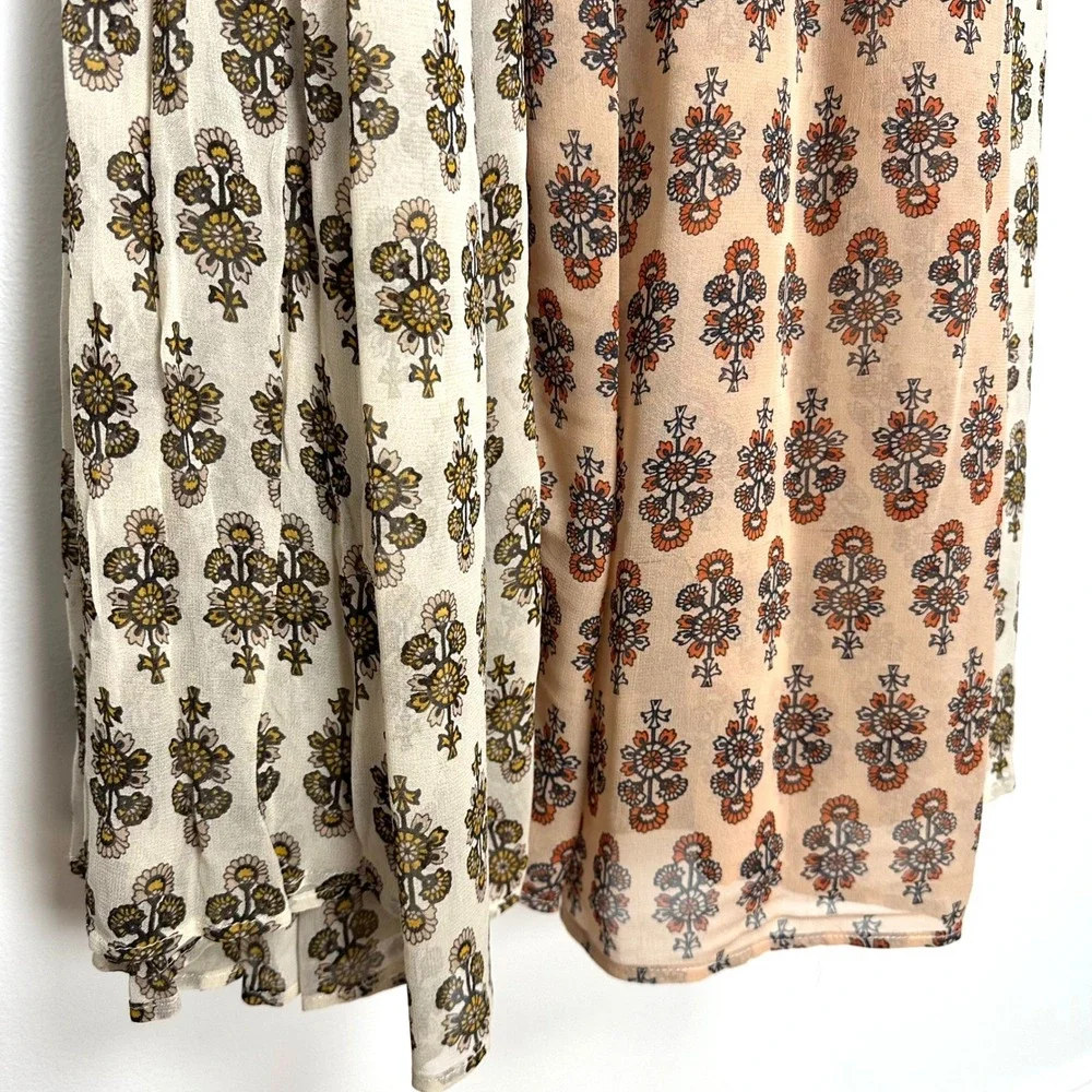 Free People We Broke Free Maxi Dress Peach Floral Crochet Boho Sheer Small